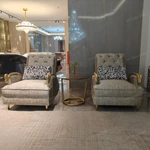 Leopard Jacquard L-Shape Sofa Set with Button Tufting Craftsmanship, Snake-Head Armrests & Braided Stainless Steel Legs